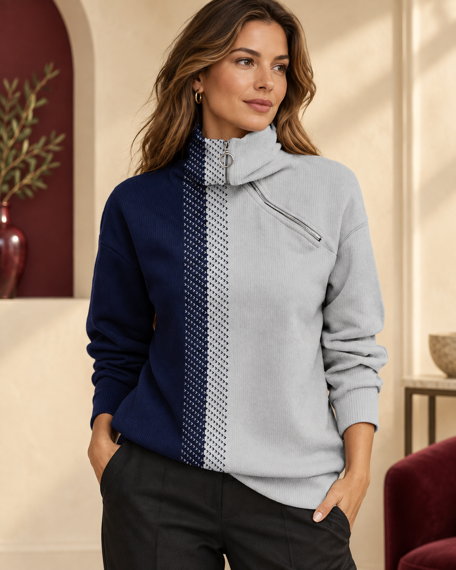 Jersey bicolor Vera con cremallera