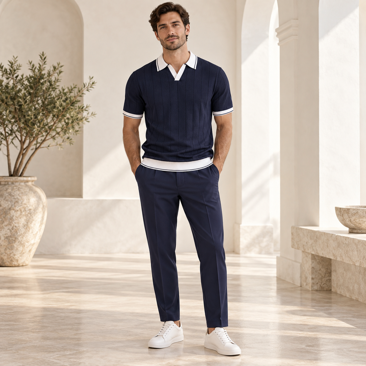Conjunto Marco de polo y pantalón - Azul marino