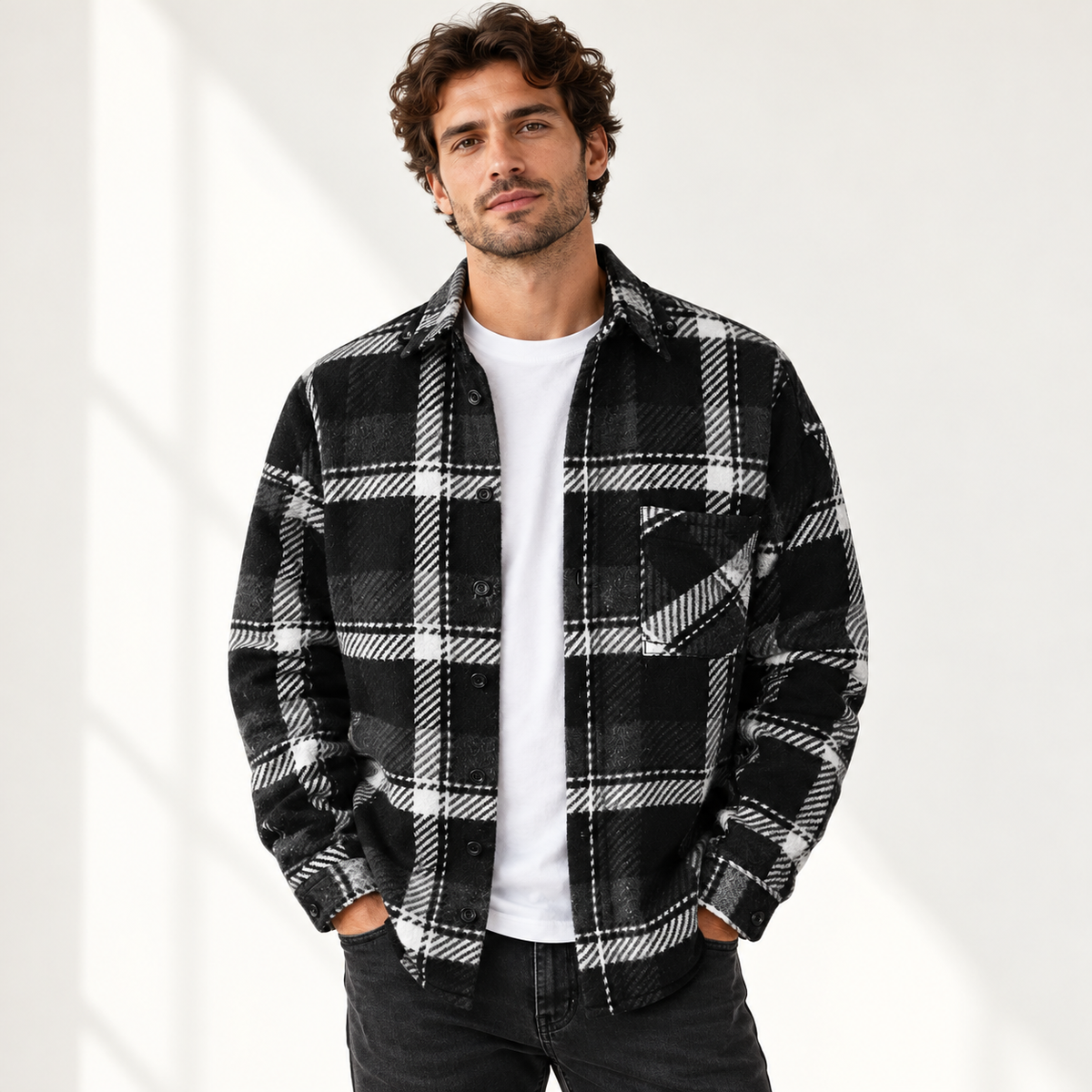 Sobrecamisa a cuadros Darío - Negro