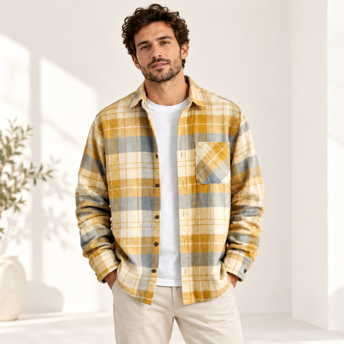 Sobrecamisa a cuadros Darío - Yellow